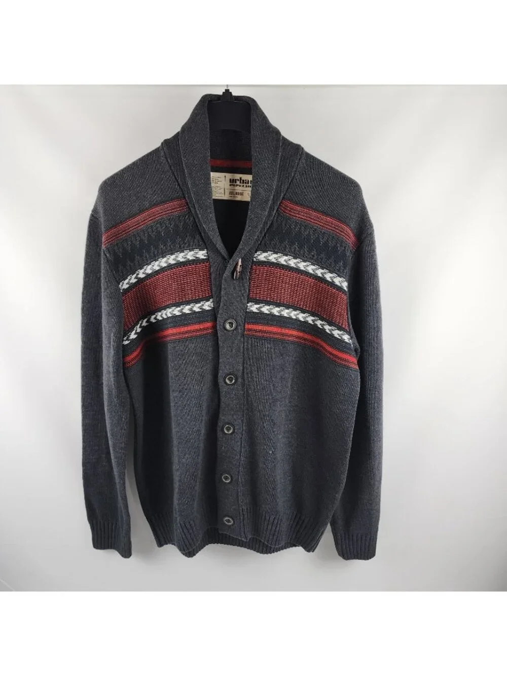 Urban Pipeline Sweater Mens XXL Gray Multi Grandpa Dad Cardigan